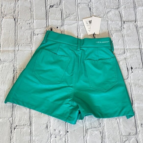 #37 NWT 7 For All Mankind Faux Leather Tailored Shorts in Atlantis - Picture 7 of 9